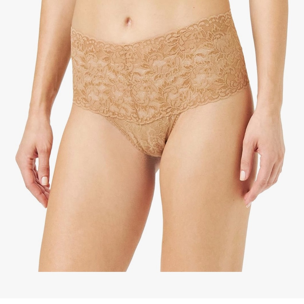 SET OF 2: Hanky Panky Lace High-Waist Panty Set of 2- Tan & black